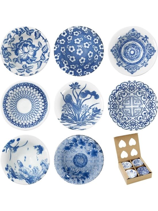 Other - 8Pcs Vintage Floral Ceramic Bowls Set - Chinoiserie Mini Dipping & Serving Bowls